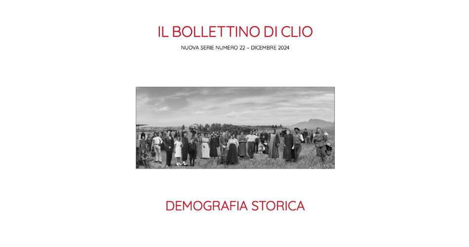 Online il nuovo numero del “Bollettino di Clio” dedicato alla Demografia storica
